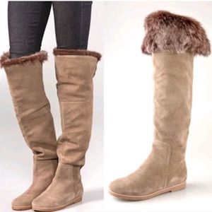 Sam Edelman Orlando tall over the knee suede boots with faux fur tan sz 8M